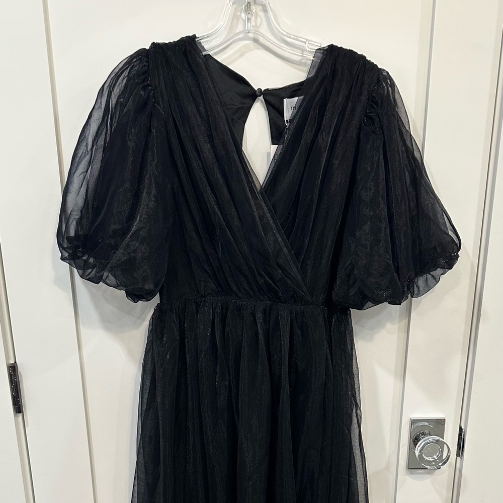 Shimmery Black Maxi Dress with belt